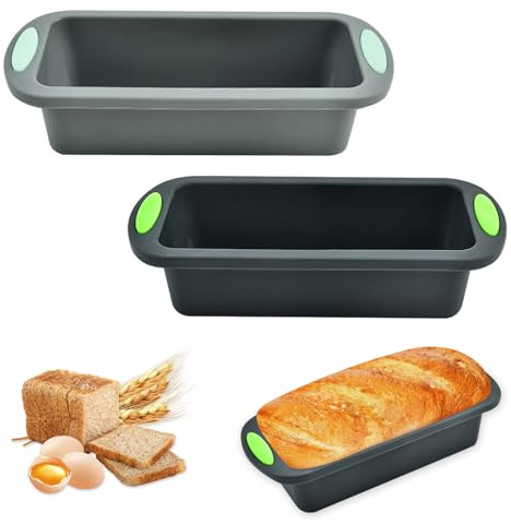 2 Stück Silikon Brotbackform Rechteckig,28x12x6.5cm Kuchenform Kastenbackform,Antihaft Silikon Backform Kastenform,Brotformen zum Backen Silikon,Faltbare Silikonbackformen für Kuchen,BPA-frei,Reusable
