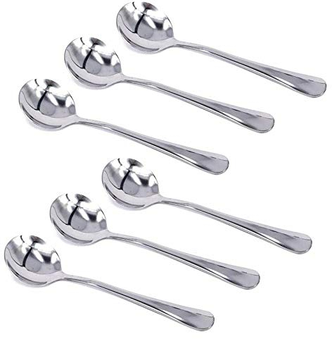 HornTide Cuillère à Soupe de 6 pièces Cuillère Bouillon Cuisinière Miroir en Acier Inoxydable Polissage 6.5 Pouces 16.6cm