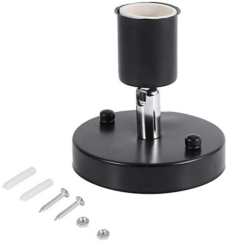 Bombillas Base Adaptador E27 180 Degree adaptador giratorio del zócalo del zócalo Lámpara de techo de la vendimia montada en la pared del sostenedor del bulbo divisor del zócalo(Black)