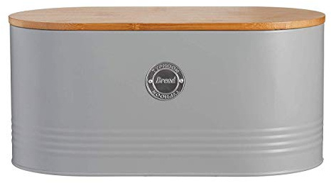 Typhoon Living Bread Bin with Lid, Grey, 33.5 x 18 x 16cm