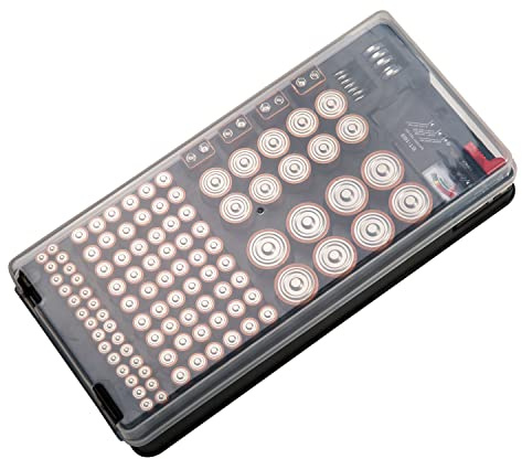 Battery Storage Organizer Case Tray with Plastic Clear Cover Removable Battery Tester Holds 116 Batteries AA AAA C D 9V