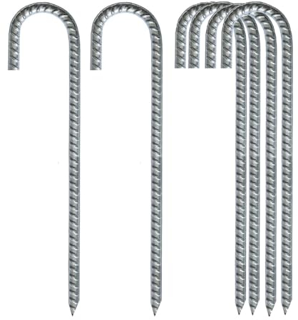 Verzinkte Bewehrungsstäbe mit Gewinde, Erdanker zur Befestigung von Wasserrohren, Zeltheringen und Gartenzaunpfählen, silberfarben, 30 cm (6-J)