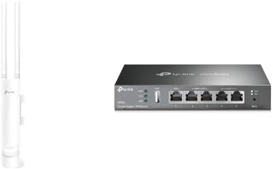 TP-Link Omada EAP225-Outdoor Point d'accès WiFi 5 AC1200 extérieur IP65, 1 Port Ethernet Gigabit Support PoE/PoE+, Itinérance Transparente, Omada Mesh & ER605 Wi-FI Routeur VPN Omada Gigabit