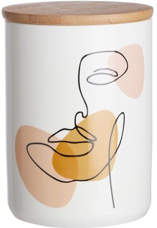 BUTLERS Aufbewahrungsdose Porzellan - QUEEN IT - mit Silikondichtung | Farbe Multicolor - Line Art - 450 ml - Vorratsdose für Zucker & Tee - Porzellandose zur Frischhaltung