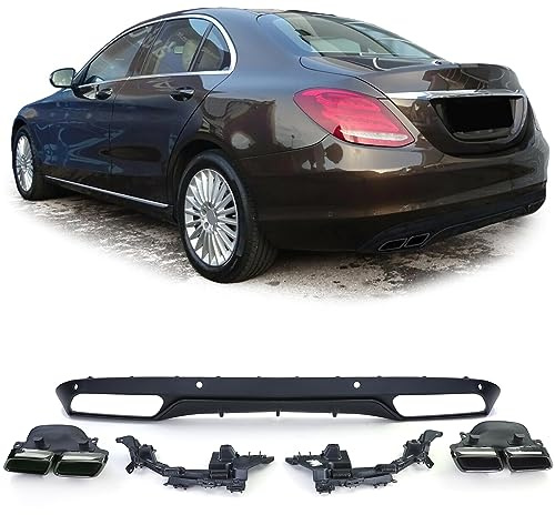 Sport Heckdiffusor mit Endrohren Schwarz für Mercedes W205 Limousine 14-18