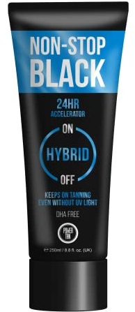 Power Tan Non-Stop Black (DHA Free) Hybrid UV Sunbed Tanning Accelerator Lotion 250ml