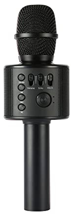 Core Innovations Wireless Bluetooth Karaoke Microphone with Built-in Speakers + HD Recording, Portable Handheld Mic | Black