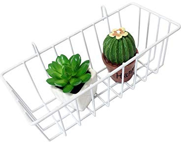 FIYSON Cesta de alambre para colgar, rejilla de alambre de pared, cesta de pared 9 inx3,9 inx3,1 en rejilla con ganchos para decoración del hogar, cocina, baño, organizador y cestas de pared de