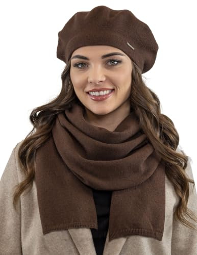 VIVISENCE Damen Baskenmütze Eleganter Wintermütze Warm Und Gemütlich Kopfbedeckung An Winter Und Herbst Warm Dick Strickmütze, Klassisch Mütze Für Frauen Modell 7005