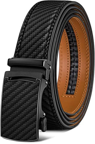 KEMISANT Gürtel Herren, Ledergürtel Ratsche Automatikschließe für Herren Business Anzug,Breit 35mm,Größe Angepasst,Schwarz2949,140cm/42-48 taille verstellbar