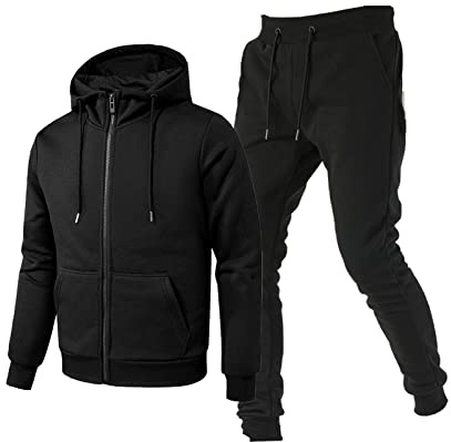 TONY BACKER Tuta Uomo In Pile Sportiva Con Chiusura Zip Completo Tuta In Casa (IT, Testo, L, Regular, Regular, NERO-63)