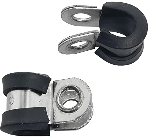 Lumonic 10x fascette per tubi da 6mm con inserto in gomma in acciaio inox V2A I fascette per cavi per avvitare I fascetta per tubi 6mm, fascette per tubi, fascetta di fissaggio 6mm, supporto per tubi