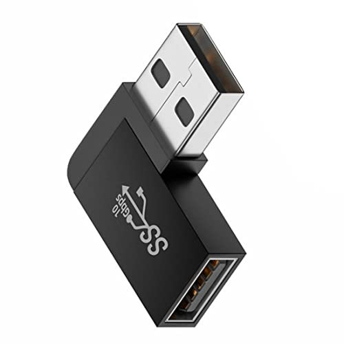 chenyang USB 3.0 Adapter,USB 3.0 Type A Male to Female Extension Power Data Video Adapter 90 Degree Left Angled 10Gbps