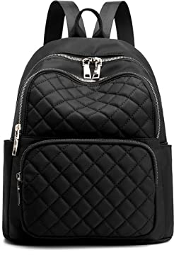 KANBUN ADITAM Lässiger Rucksack für Damen, Leichter Nylon-Rucksack, diebstahlsicher, wasserdicht, College-Rucksack, modischer Tagesrucksack, Reisetasche, Schultaschen, schwarz