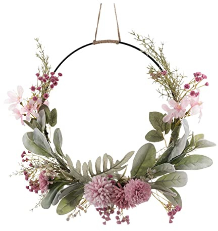Türkränze Frühling Sommerkranz für Haustür im Freien Dekorative Kranz Blume Girlande Dekoration Haus Tür Blumenkranz - rosa