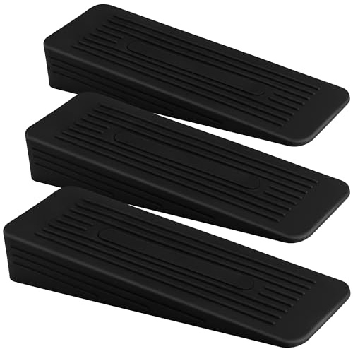AFFIXERS Türstopper, Türstopper für Boden, rutschfest, langlebig und strapazierfähig, Türstopper aus Gummi, ideal für alle Arten von Oberflächen, Türkeile im Innenbereich, Schwarz, 3 Stück