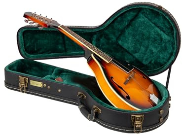 Crossrock A-style Mandolin Hardshell Case, Vintage Hardware, Sponge Lining, Metal Feet, Storage Space-Black (CRW520MABK)
