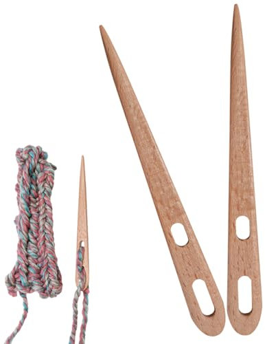 2 Stück Große Ösen Stricknadeln, Webnadeln Für Webstühle, Holz Stricknadel Gabel, Handwebstuhl Stick, Holz Strickgabel, Ösennadel, Gobelin-Webstuhl-Werkzeug