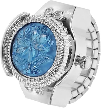 SAFIGLE Handgelenk Uhrenring Damen Quarzuhr als Schmuck Ringförmige Kleiner Uhr mit Klarer Zeitanzeige Zinklegierung Rosenform Blau