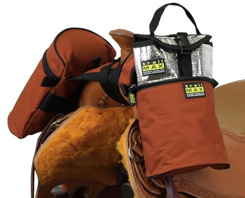 TrailMax Pferdehorn-Taschen für Trail-Reiten – mittlere & große Western-Sattelhorn-Taschen für Pferde & Pantoletten, isolierte Trail-Ausrüstung mit sicherem Sitz & Greif-and-Go-Einlagen, Medium, Rost