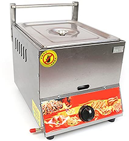 PGKTKCWH Freidora a Gas Industrial, freidora a Gas, Acero Inoxidable, freidora Doble, Gran Capacidad 22L, con cestas extraíbles, Potencia de Fuego Regulable, fácil de Limpiar