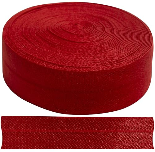 Aerzetix - Banda Nastro Elastico Pieghevole Piatto 9 m x 20 mm - 80% Nylon e 20% Lycra - Colore Rosso
