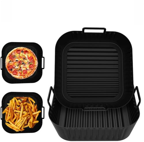 3 Pezzi 4,7-6.2L Accessori Friggitrice ad Aria, 18-22CM Teglia Silicone per Air Fryer Cestello Liners per Cecotec 6L Cecotec; COSORI 5,5L CP158-AF; Moulinex 5L - 6,5L; Philips 6.2L
