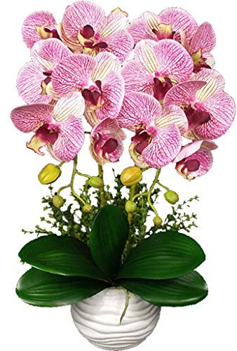 Fiori artificiali di orchidea ，Orchidea artificial Fiore artificiale in vaso Fiori artificiali Phalaenopsis Orchidea Bonsai con vaso in ceramica, fiore finto Farfalla di seta Falena Orchidea Decorazio