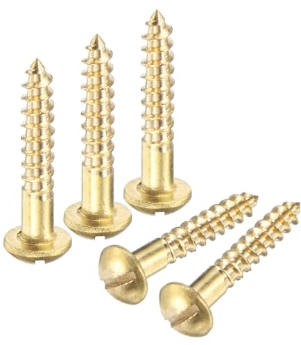 M METERXITY 20-Pack Wood Screws, M3 x 18mm Brass Slotted Round Head Self-Tapping Screw Indoor Fasteners for Woodworking/Furniture Repair/Industry/Gardening/DIY Crafts Decorative Screws
