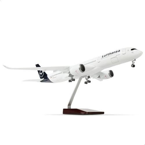 QIYUMOKE 1/144 A350 18 tum stor modellgjutning för Lufthansa Airbus A350 flygplansmodellbyggsats med stativ Sky Jumbo Airliner modellflygplan display samlarmodellbyggsats som gåva