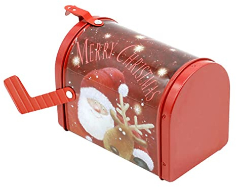 Housoutil 2 Piezas Caja Metálica para Dulces Forma de Buzón de Navidad con Diseño Caja Portátil para y Fiestas Resistente y Decorativa para Embalaje Navideño