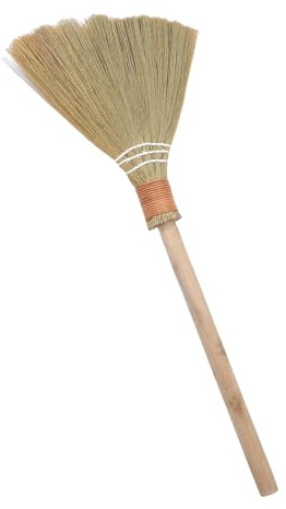 BESPORTBLE Escoba de Paja Tejida Natural para Interiores Suave y Ligera con Mango Desmontable para Barrer Suelos de Salón Dormitorio y Cocina