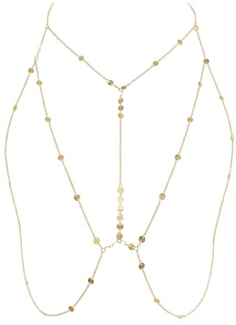 XFSRG Catena per Reggiseno da Donna Stratificata Boho Scintillante Sexy Bikini Body Chain Accessori Gioielli Spiaggia Estiva Rave(Oro)