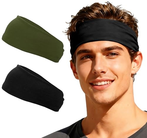 YELARXI Sport Headbands for Men, Workout Headbands Stretchy Sweatband | Absorbent Head Bands for Men Women