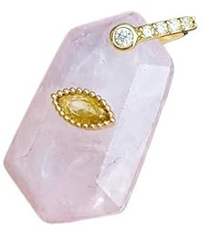 Collar de cola de pez vintage de cristal natural con colgante de hoja rosa - Joyería única de mineral de hierro for mujeres(Color52)
