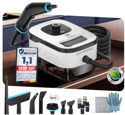 Limpiador de vapor 18-IN-1 【99,99% gérmenes eliminados–Tecnología alemana SPJ】【Vapor Turbo 9s – Sistema inteligente Turbo Steam】Limpiador de vapor versátil, Escoba de vapor para piso – Hogar y cocina