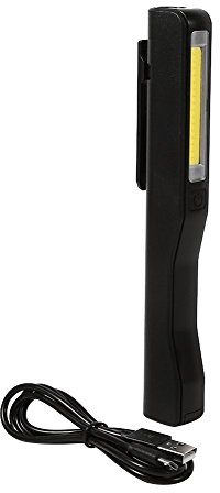 Yosoo - Linterna LED portátil de mano, linterna USB recargable con lámpara de inspección magnética 3 W COB para taller, 18 x 3,5 cm (color negro)