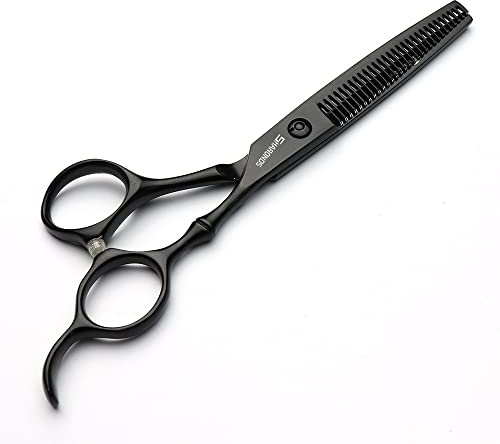 Set di Forbici da Parrucchiere Nere da 6 Pollici, Strumento Per Parrucchiere, 440c, Forbici da Parrucchiere Per Sfoltire i Capelli, In acciaio Inossidabile ad alta Durezza, (6 Pollici)
