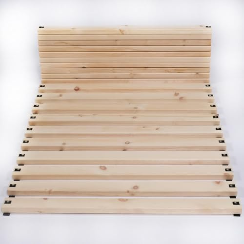 TUGA - Holztech metallfreier Zirben Rollrost Lattenrost Naturholz bis 300kg Flächenlast (Gurtband montiert, 120 x 200)