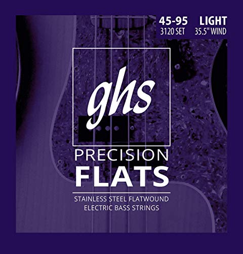 GHS Precision Flatwound - 3120 - Bass String Set, 4-String, Medium, .045-.095, Medium Scale
