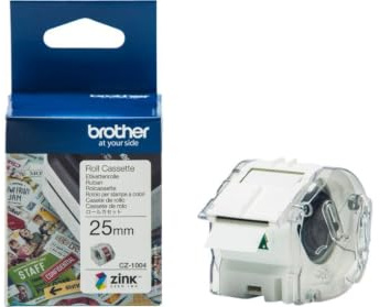 Brother Etiketten Rolle 25 mm x 5 m Papier Weiß 1 St. Permanent haftend CZ1004 Farbetikettenrolle