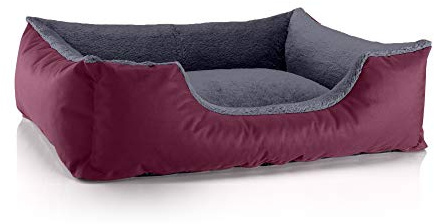 BedDog® Letto per Cane/Gatto Cuccia Teddy S Fino a XXXL, 14 Colori a Scelta, Cuscino per Cane, Divano per Cane, Cestino per Cane, Misura L, Bordeaux/Grigio