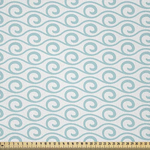 ABAKUHAUS Winkel Stoff als Meterware, Classic Compact Zigzags, Microfaser Stoff für Dekoratives Basteln, 1M (230x100cm), Hellblau Weiß