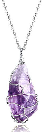 Natural Stone Pendant Necklace Labradorit Amethyst Healing Pendant Necklace