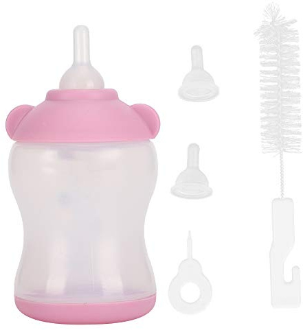 Cikonielf Aufzuchtflasche Silikon Wasser Milch Flasche Haustier Milch Feeder Pet Fütterung Flasche für Neugeborene Kleine Hund Katze Kaninchen(Rosa)