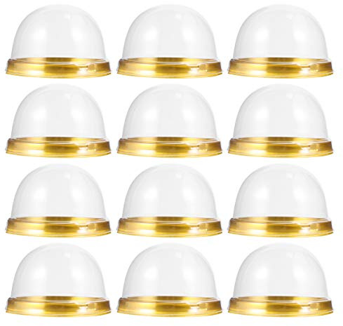 TOYANDONA 100pcs Mini Cake Box Clear Plastic Cookies Muffins Dome Box Mooncake Box with Clear Dome for Wedding Birthday Christmas Party Supplies Golden Tray