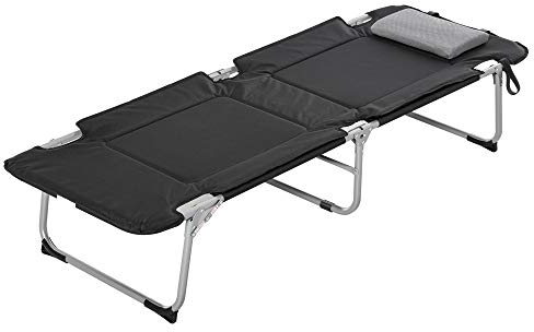 Outsunny Feldbett faltbar Campingbett mit Kissen Tragetasche 183 x 66 x 33 cm Gästebett bis 114 kg Campingliege für Erwachsene Klappbett für Indoor, Outdoor, Garten Camping Reisen Schwarz