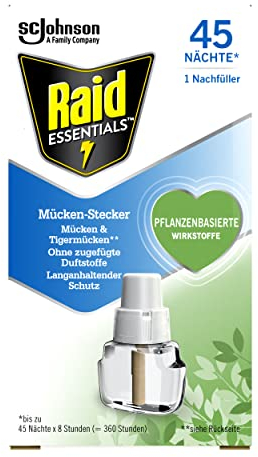 Raid Essentials Mückenstecker 45 Nächte Nachfüller, Elektrischer Insekten-Schutz vor Mücken & Tigermücken, 1er Pack (1 x 32 ml), Tablette