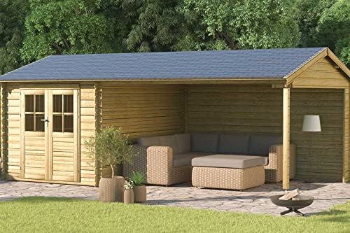 Gartenhaus/Blockhütte Elseline Pyramidendach 625 x 358 cm Fonteyn Hochdruck-Imprägniert