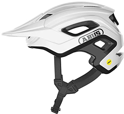 ABUS MTB-Helm Cliffhanger MIPS - Fahrradhelm für anspruchsvolle Trails - mit Aufprallschutz und großen Lüftungsöffnungen - Damen Herren - Weiß Glänzend, Größe L, L (57-61 cm)